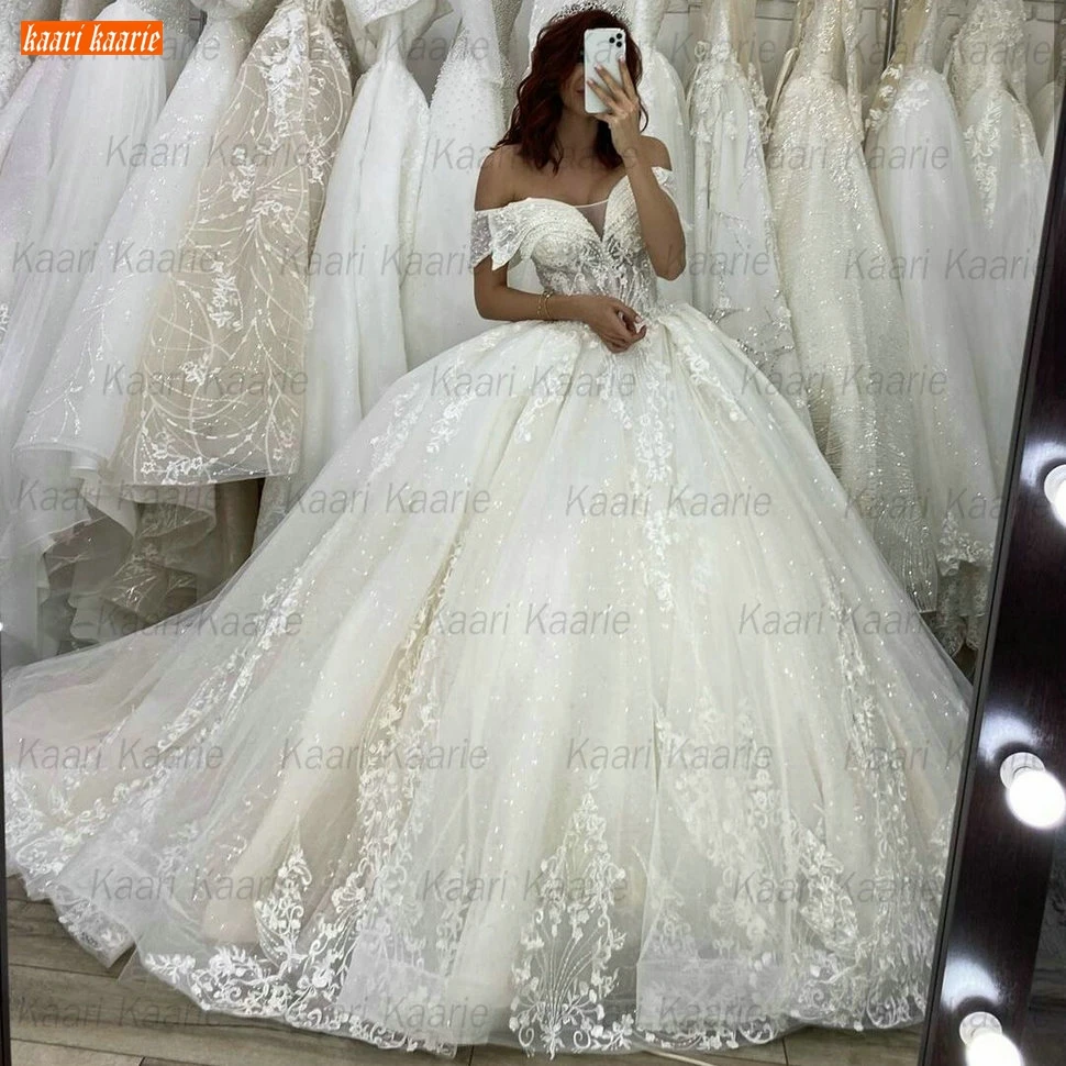 Sumptuous Lace Wedding Gowns Off Shoulder Appliqued Tulle Ball Gown Princess Church Bride Dress Long Custom Made Dresses | Свадьбы и