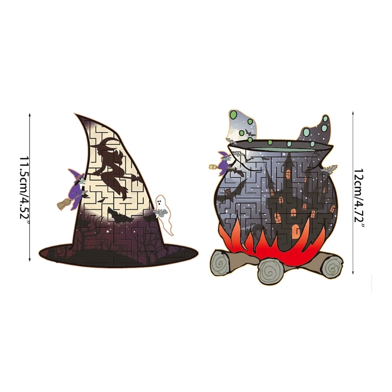 

50LE Halloween Puzzle Primary Level Jigsaw Eco-Friendly Wooden DIY Decorative Painting 3D Pegged Puzzle Children Adults Gift