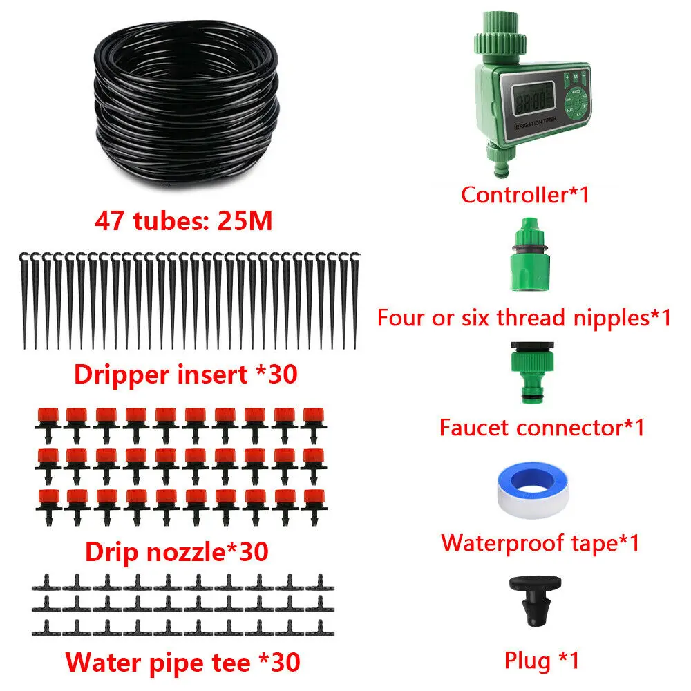 

25M DIY Drip Irrigation System Automatic Watering Irrigation System Kit Garden Hose Micro Drip Watering Kits Adjustable dripper