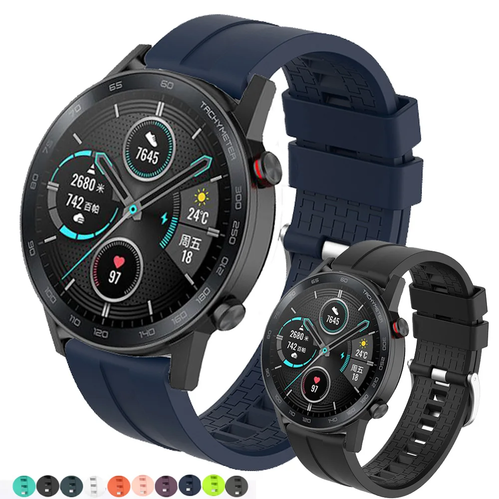 Ремешок силиконовый для смарт часов Huawei Honor magic Watch 2 GT GT2 46 мм спортивный браслет