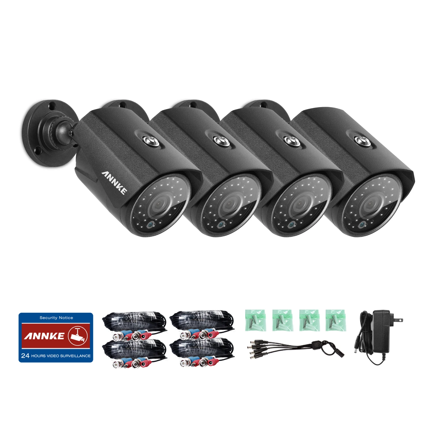 

ANNKE Clearance 4X 720P AHD Security Camera Bullet Kit Outdoor Weatherproof Housing 66ft Super Night Vision Smart IR CCTV Camera