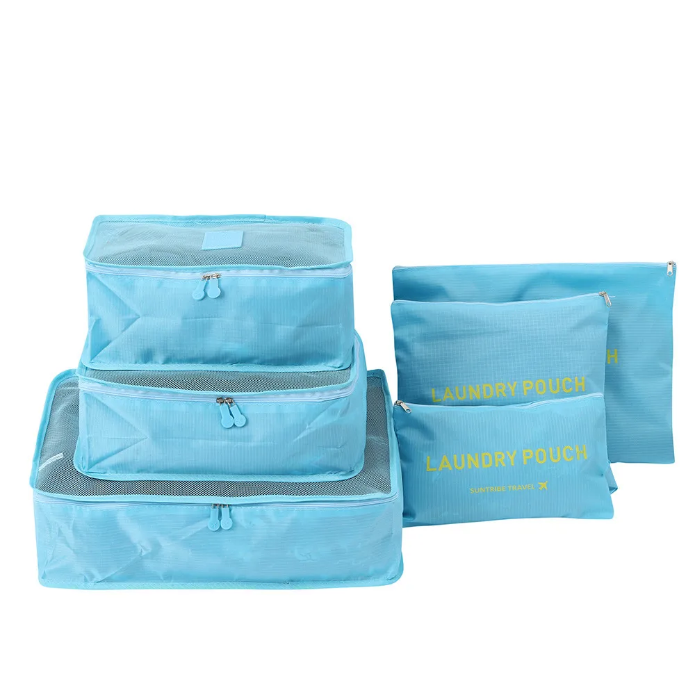 6 шт. Водонепроницаемая дорожная сумка для хранения Одежда Упаковка Куб багаж