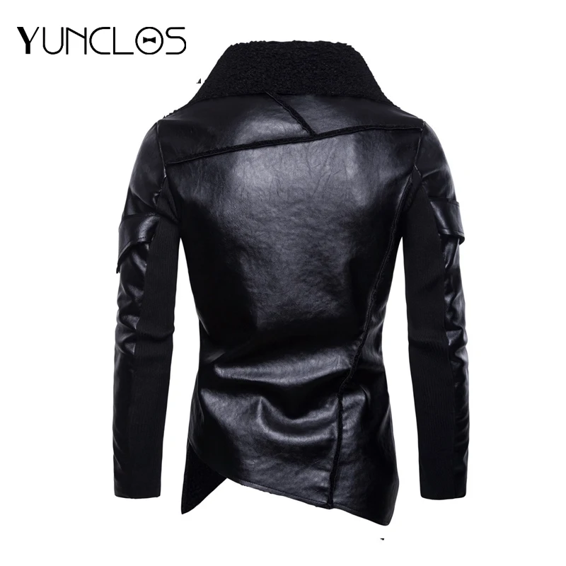 Мужская Черная куртка yunклос европейского размера мотоциклетная кожаная с