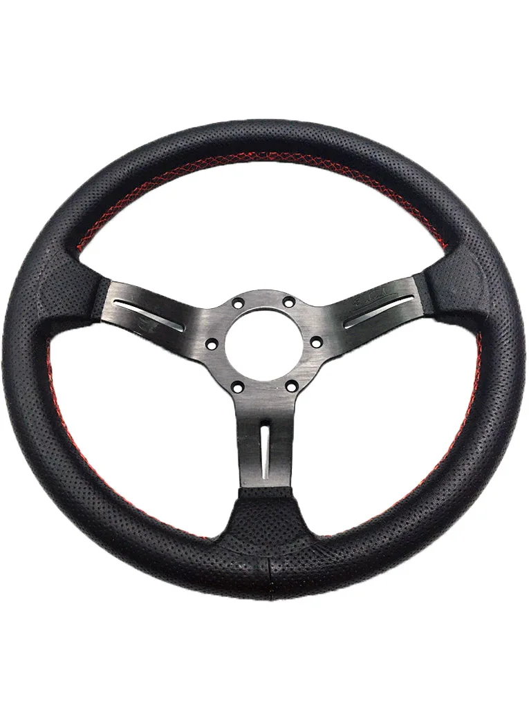 Кожаное рулевое колесо Top Racing ND 330 мм 13 дюймов серебристо-черное замшевое