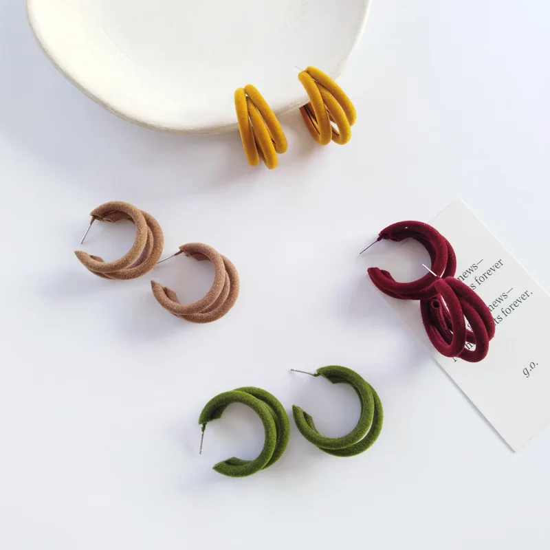 C образные зеленые массивные большие серьги кольца многофункциональные зимние