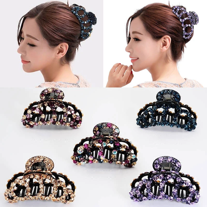 

Women Large Crystal Hair Claw Vintage Butterfly Hairpin Headband Crab Clip Shiny Rhinestone Bow Hair Clips Hair Accessories