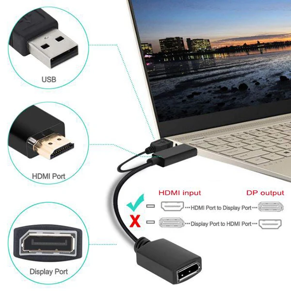 DisplayPort HDMI активный адаптер конвертер с USB2.0 кабель питания для монитора dell