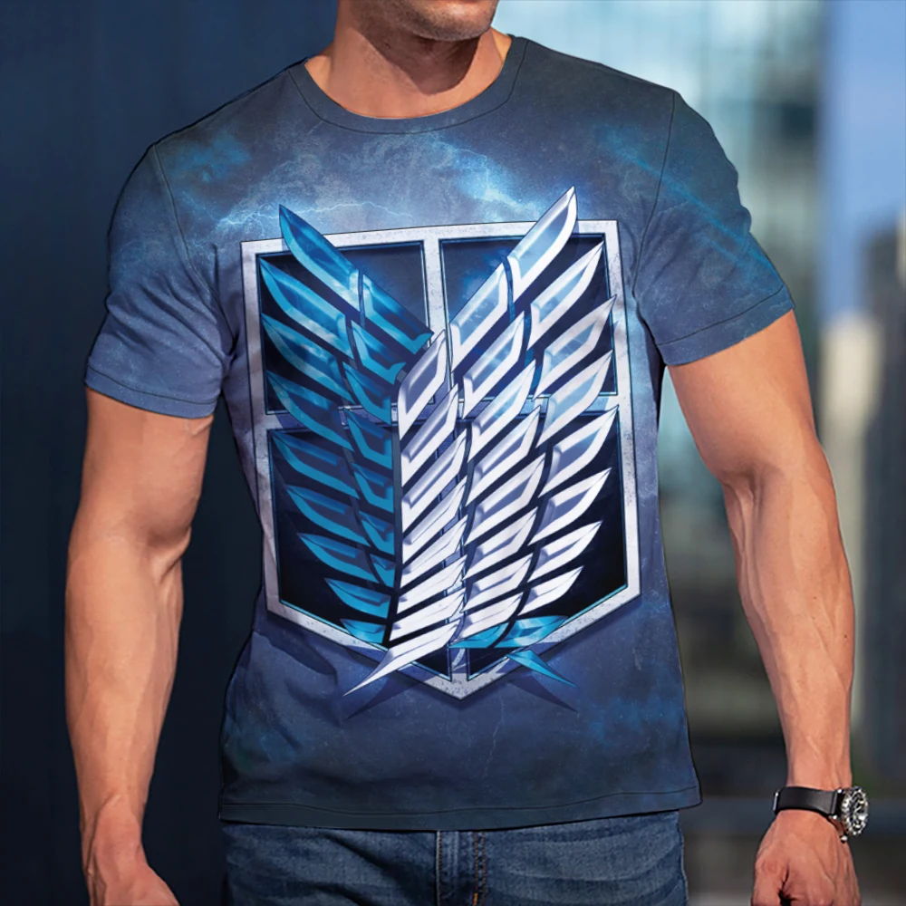 

3D Attack on Giant Men's and Women's Short Sleeve Fashion Casual Summer Men's and Women's Streetwear Polyester T-shirt