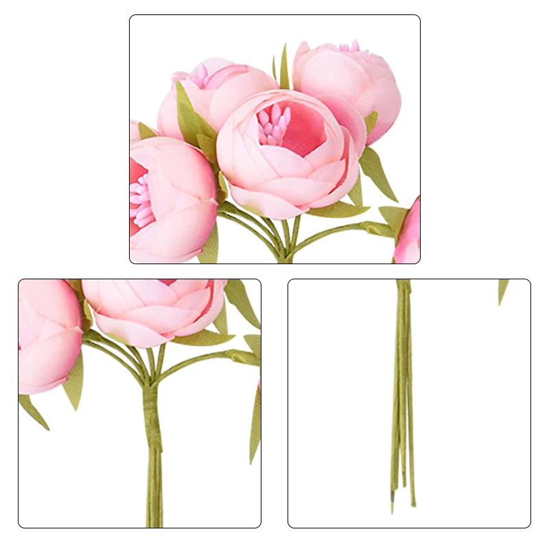 

12-60pcs Small Tea Roses Artificial Flowers for Wedding Decoration DIY Bride Wreath Bouquet Crafts Christmas Garland Silk Flower