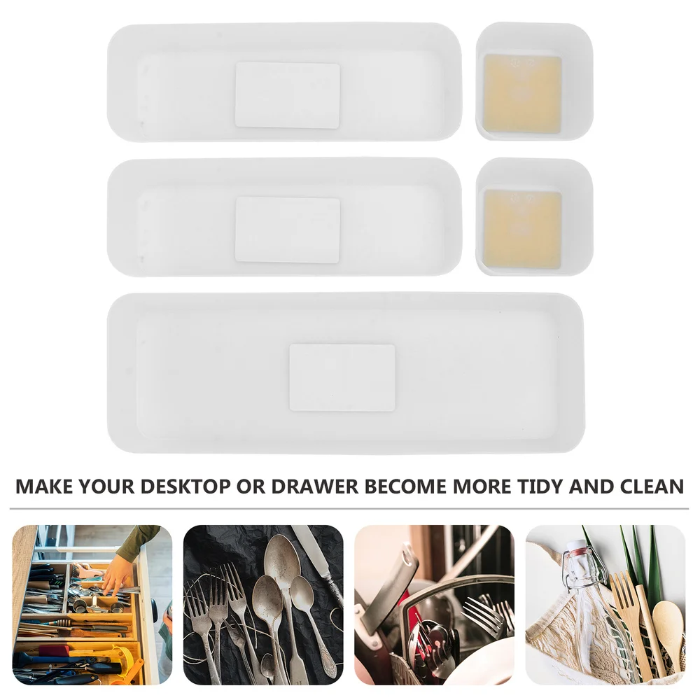 

5pcs Storage Case Sorting Box Sundry Container Multipurpose Stationery Tableware Storage Box for Tabletop Office