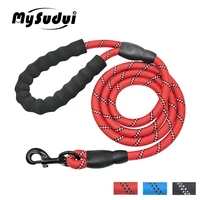 mysudui reflective pet dog leash rope nylon dog strap belt traction rope running glow in the dark pet lead black pitbull terrier