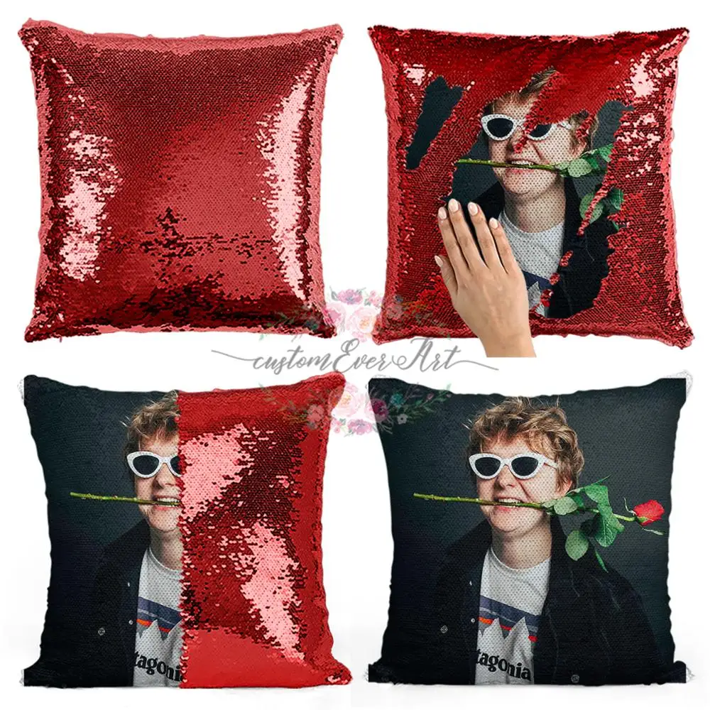 Льюис Капальди розовая Подушка с блестками наволочка двухцветная подарок для