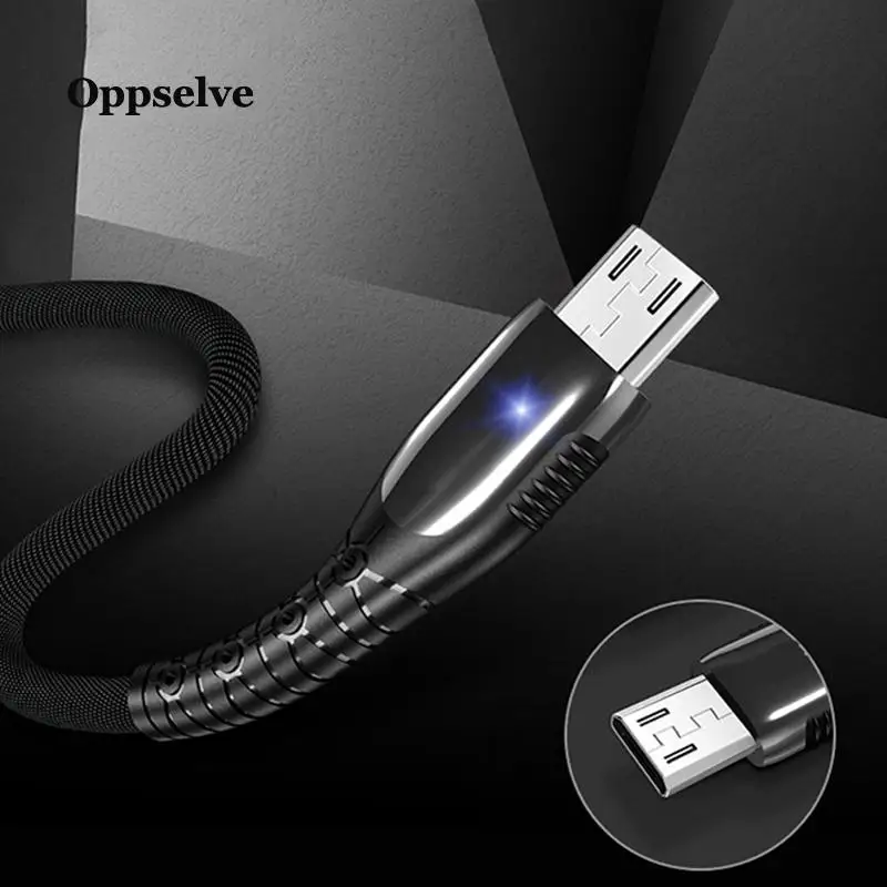 Светодиодный кабель Micro USB для быстрой зарядки Redmi 7 7A Note 5 Android мобильный телефон