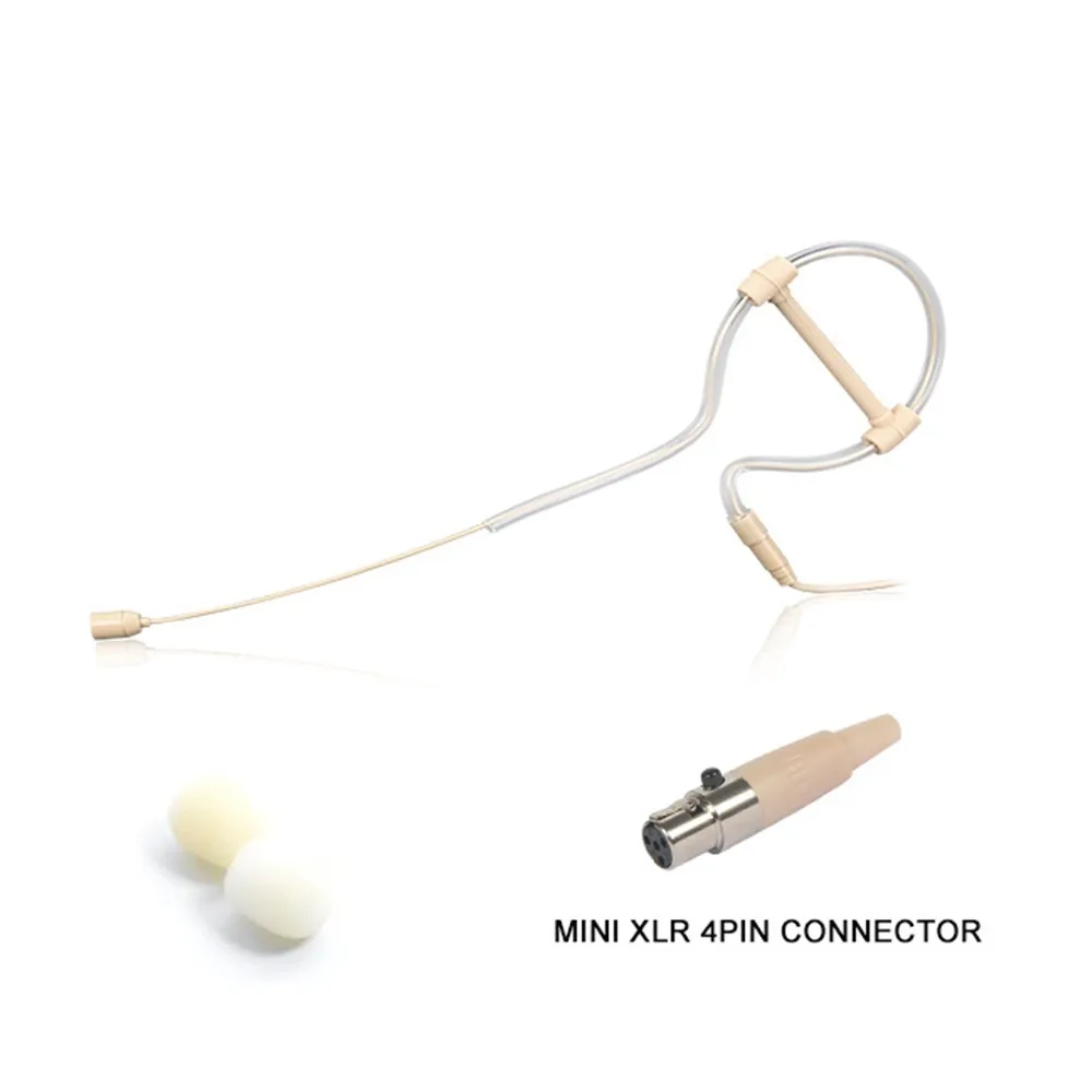 

Beige Single Earhook Headset Headworn Microphone 4-Pin XLR For Shure Wireless Stage, Houses Of Worship Lecturers 1.2m Thick Cab