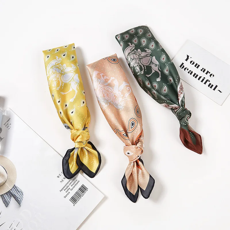 53x53см японский шелковый шарф с мультяшным принтом Женский декоративный