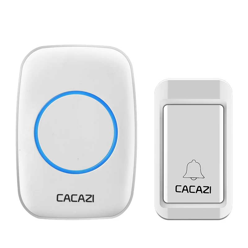 

Автономный беспроводной домашний дверной звонок CACAZI, набор водонепроницаемых дверных звонков с 1 штепсельным приемником и 1 кнопкой, штепсе...