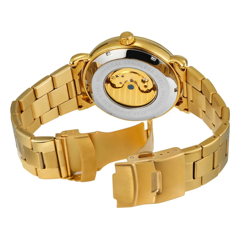 Часы наручные FORSINING Мужские механические автоматические спортивные золотистые