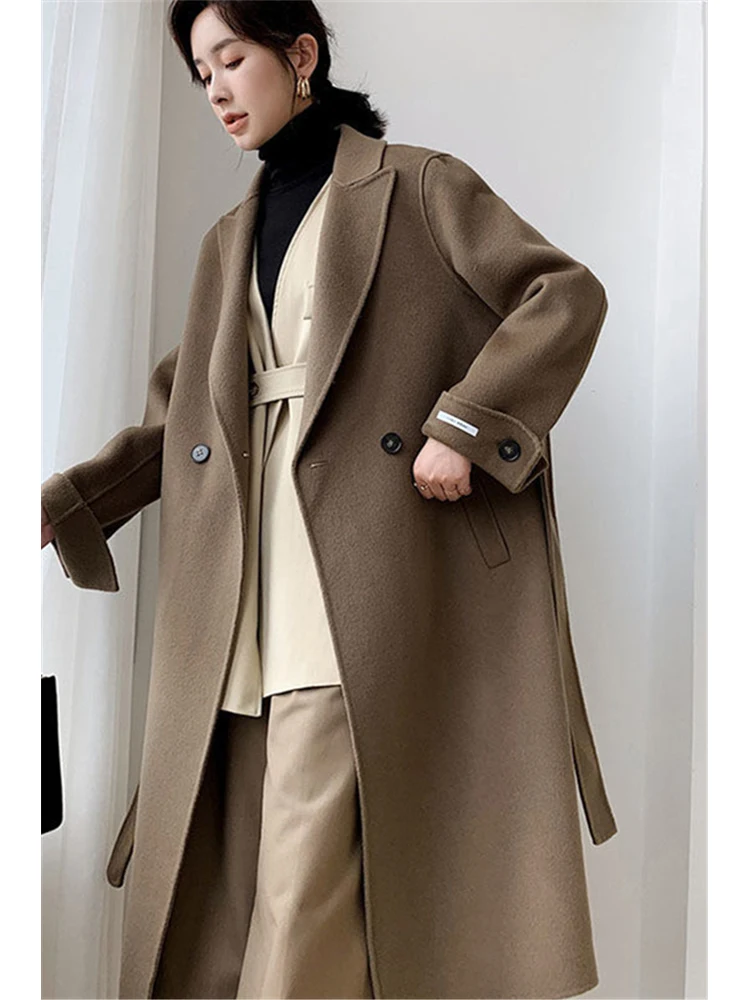 

Женское двубортное пальто, элегантное офисное пальто, Классическая уличная одежда, осень-зима