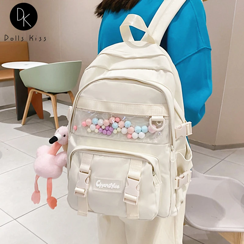 

Женская простая сумка Ita для девочек, японская однотонная дорожная сумка, прозрачный Карманный Женский рюкзак, Студенческая школьная сумка ...