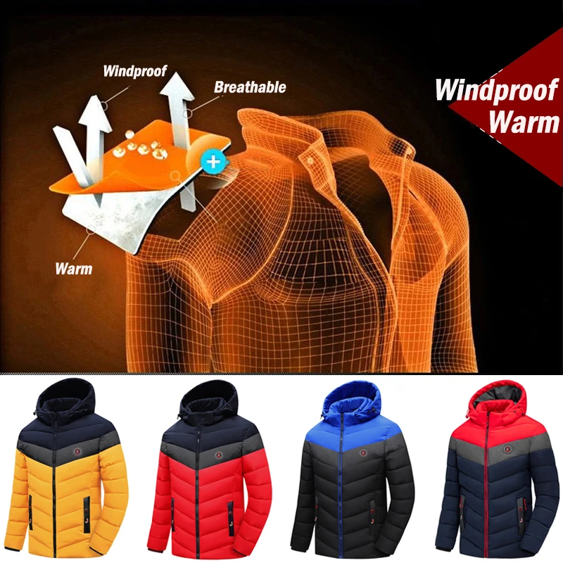 Men 2022 Winter Warm Thick Waterproof Jacket Parkas Coat Men Casual Outwear Windproof Hat Parkas Jacket Men Winter Men Clothing