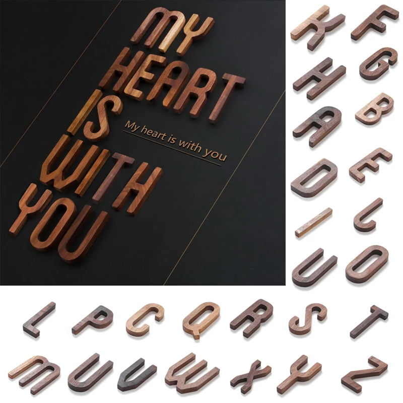 Буквы из черного ореха в скандинавском стиле декоративные буквы комбинированное