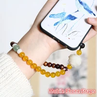 new short mobile phone pendant chinese element handmade original wooden beads anti lost rope bodhi wrist phone lanyard female