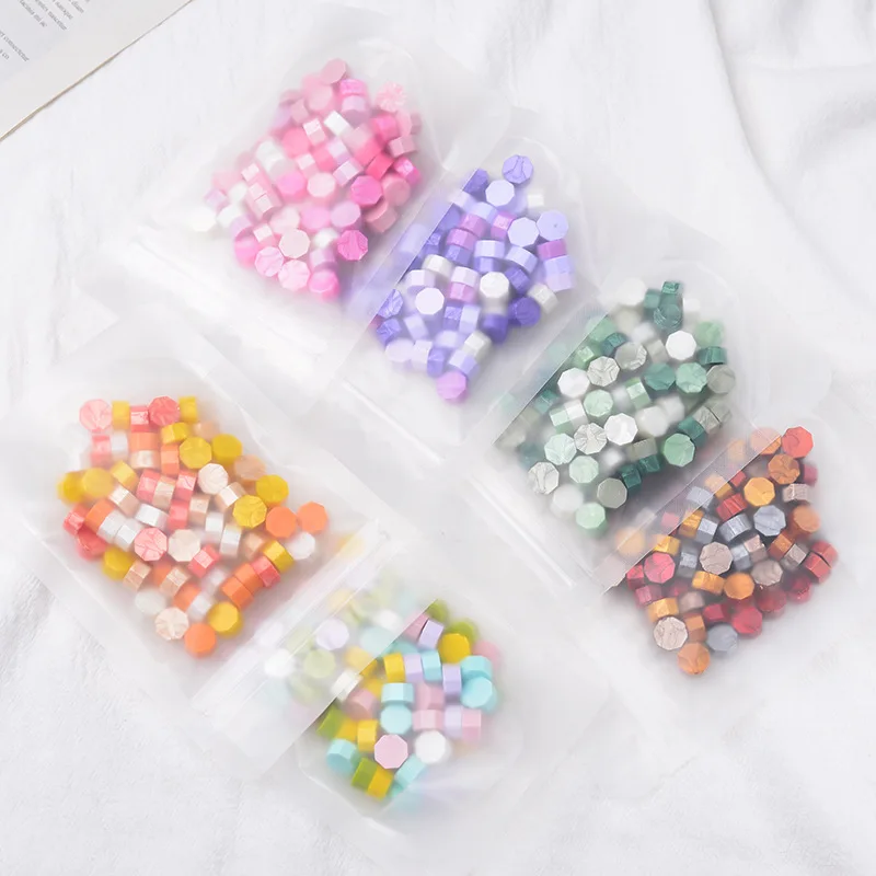 100 шт/лот Ретро восковые бусины в форме октагона для печати печати на свадебных конвертах, винтажный рукодельный декор, инструменты для изготовления открыток.