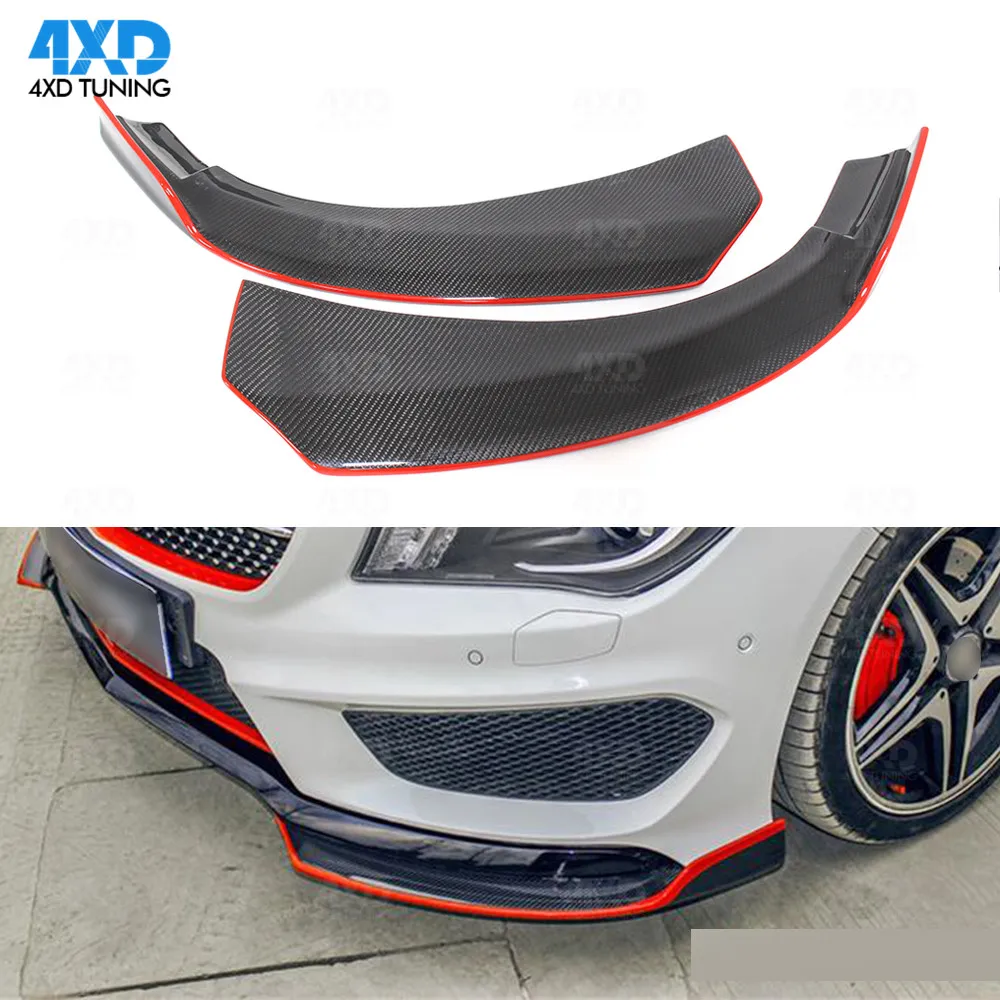 Сплиттер для губ переднего бампера из углеродного волокна Mercedes AMG W117 C117 CLA250 CLA260