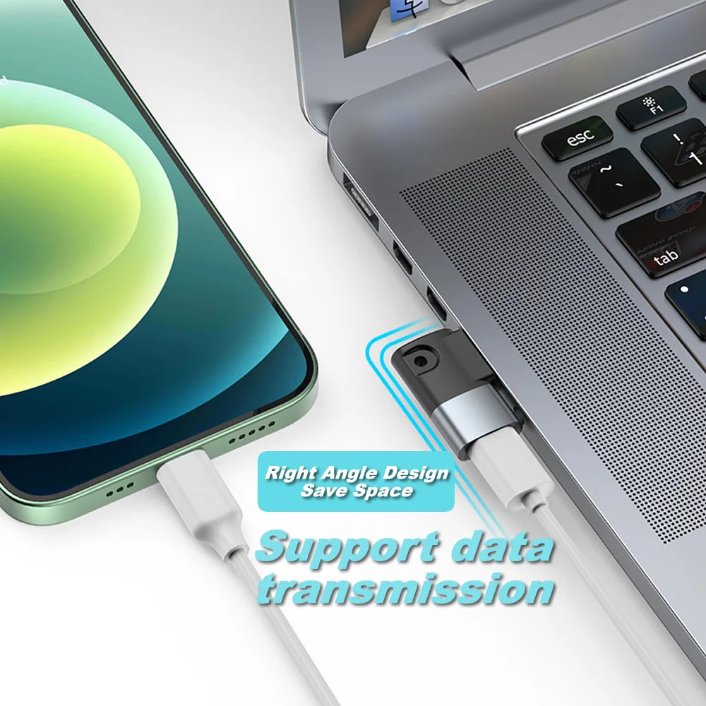 Адаптер Usb/Type C 3 А L-образный с поддержкой передачи данных угол 90 градусов Usb 0 OTG для
