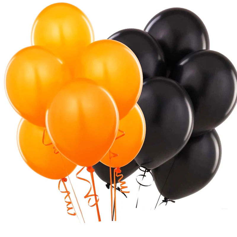 10-дюймовые латексные шары, черные, белые, оранжевые