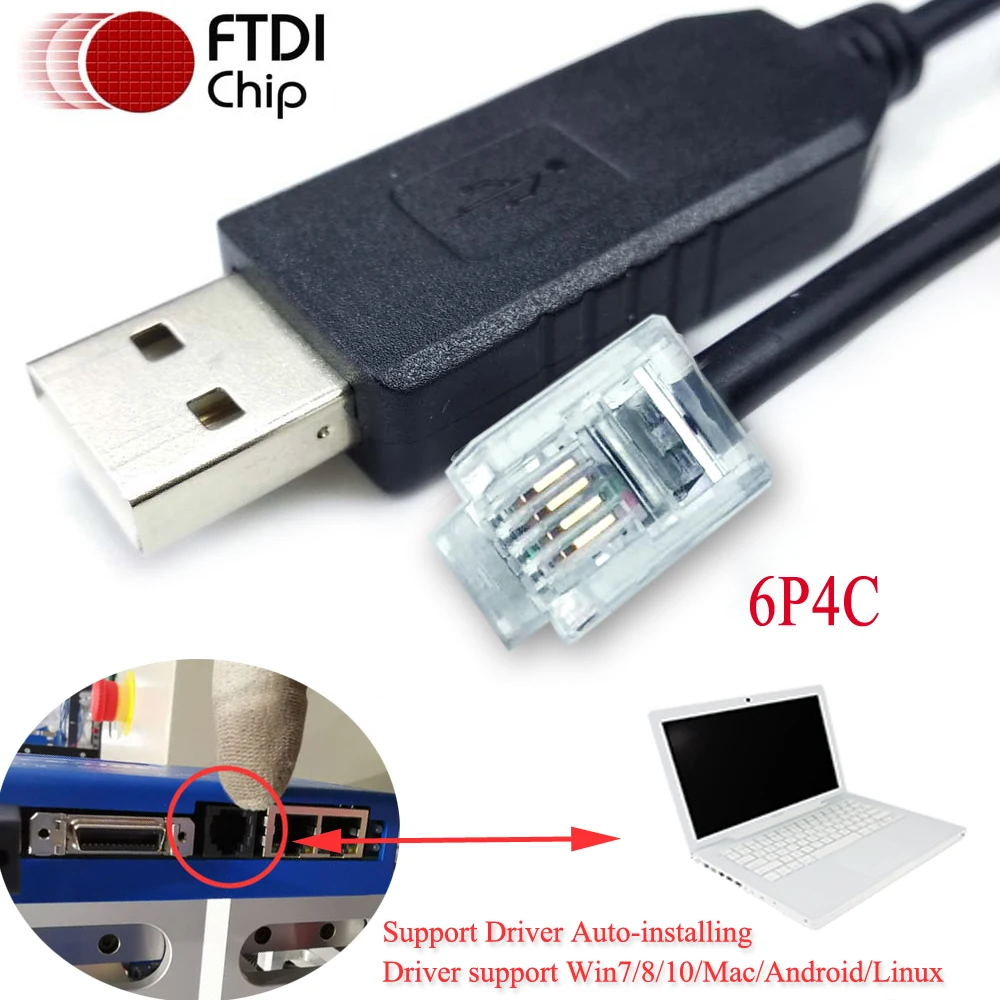 Последовательный кабель FTDI USB RS232/rj12 для двигателя с копплиевым охлаждением, привод J5 SER-CK, привод переменного тока Xenus