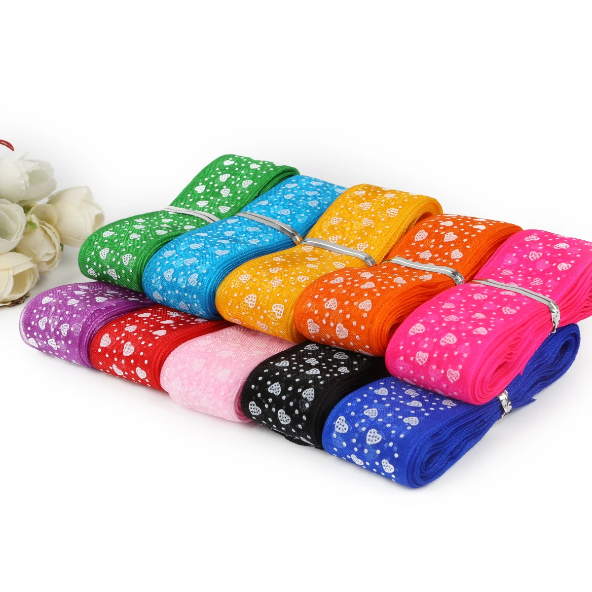 5 ярдов кружевная лента из органзы с принтом в форме сердца украшение сделай сам