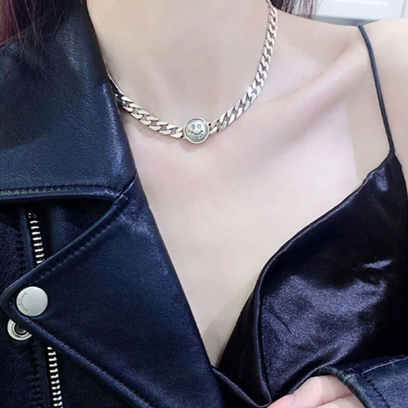 

Ожерелье FOXANRY из стерлингового серебра 925 пробы с толстой цепью, модное винтажное ожерелье в стиле хип-хоп для пар, простое дизайнерское ювел...