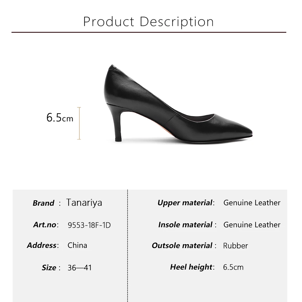 Tanariya/черные кожаные туфли из овечьей кожи с острым носком сезон весна-осень 2020