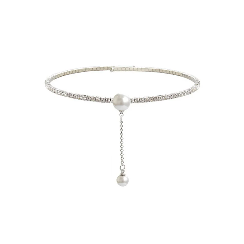 

Full drill pearl opening collar for female Japanese and Korean web celebrity short necklace personality choker neck with sexy co