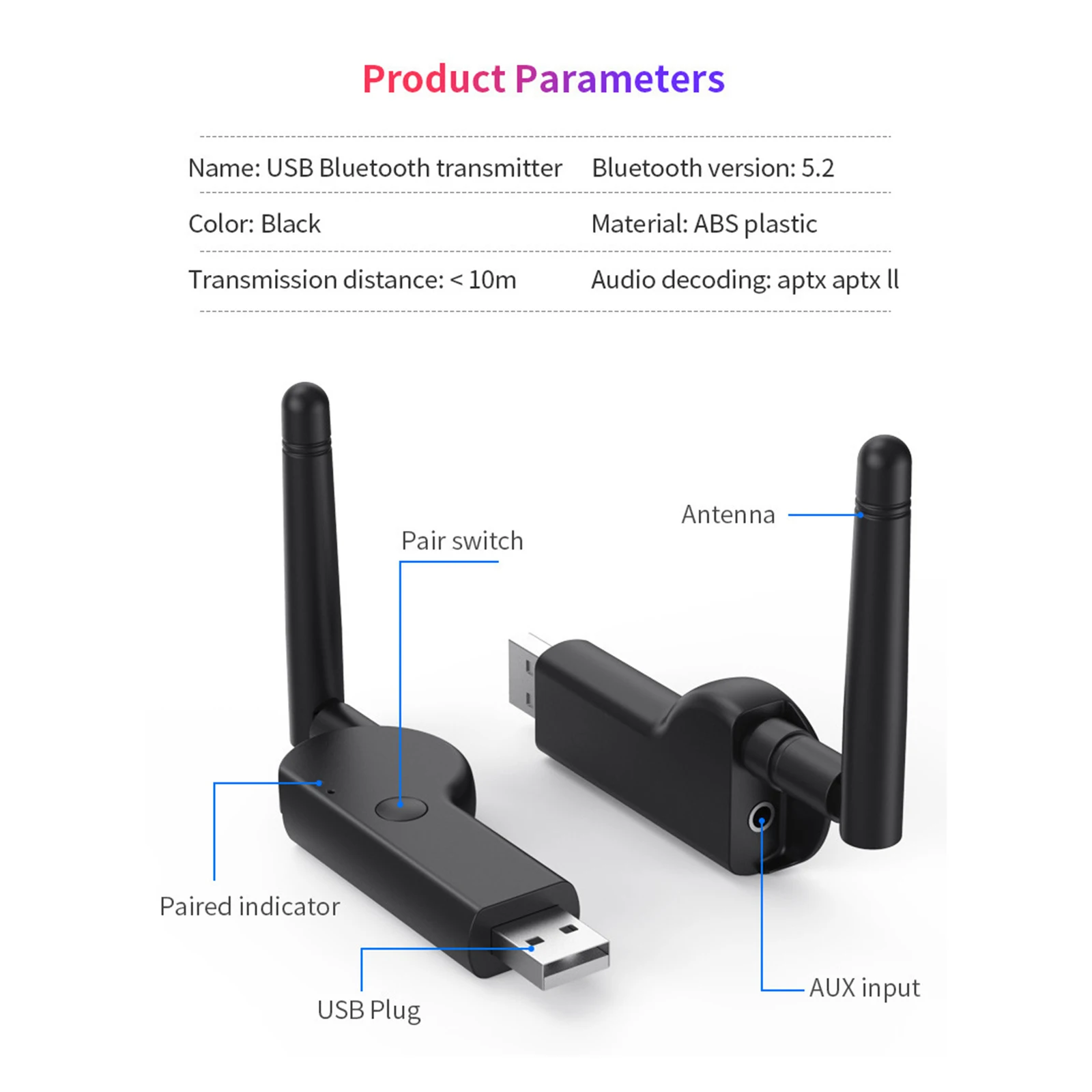 USB Bluetooth 5.2 Transmitter Wireless Audio For TV PC Mp3 PS4 AptX LL Music Adapter | Электроника