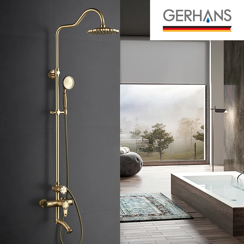 GERHANS Faucet K19018 Душевая система со смесителем и тропическим душем Цвет: Античная