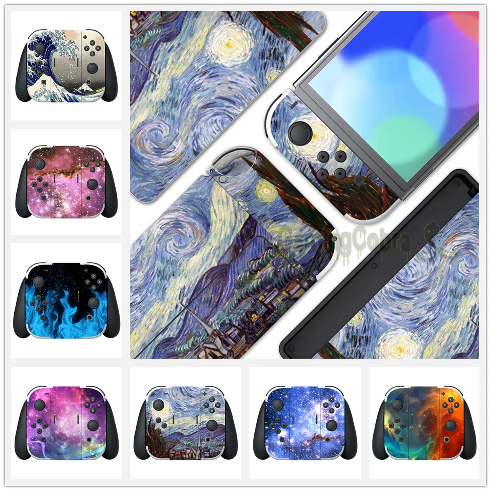 

PlayVital Full Set Protective Stickers Customized Vinyl Decal Skins for NS Switch OLED Model Console & Joycon & Dock & Grip
