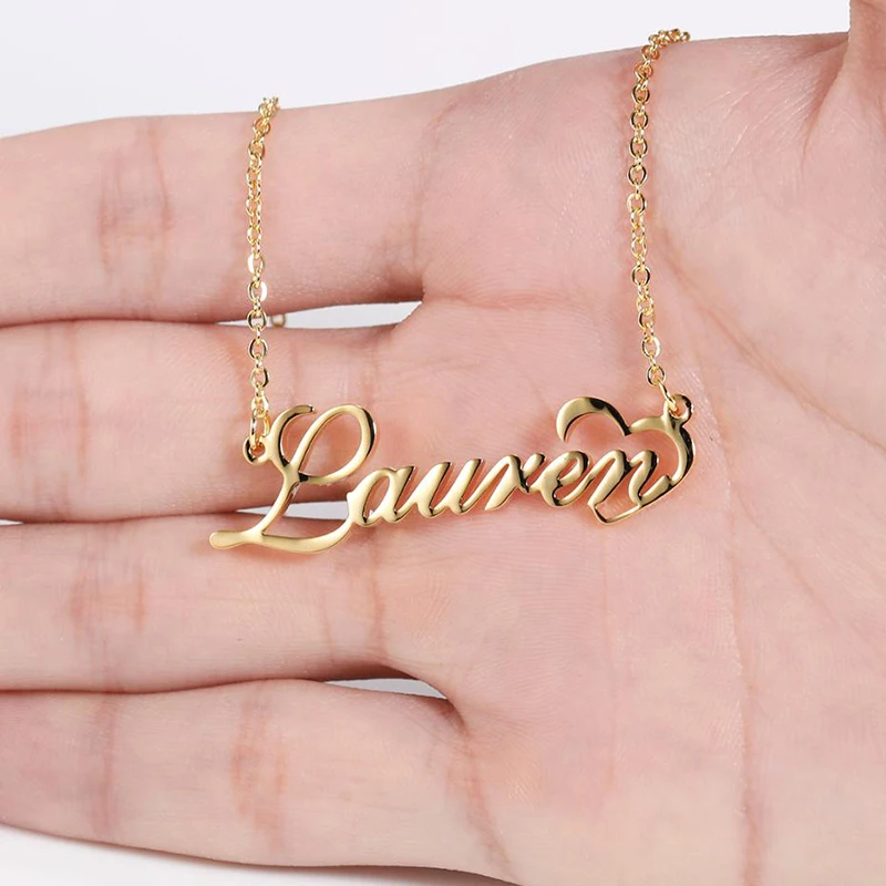 Женское Ожерелье с сердечком Uzone колье из нержавеющей стали именной табличкой