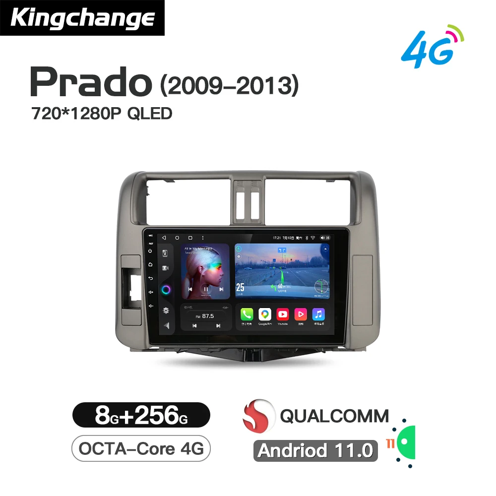Kingchange Android 11 Автомобильный мультимедийный плеер для Toyota Land Cruiser Prado 150 2009 - 2013 радио