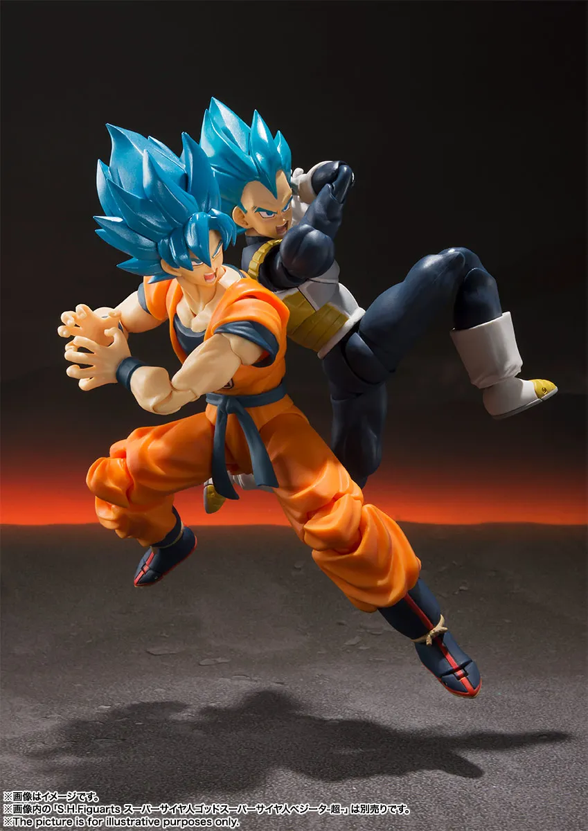 

BANDAI Original SHF Dragon Ball Super Blue Hair Son Goku Action Figure Toys Theater Edition Super Saiyan God Figurine Model Toys