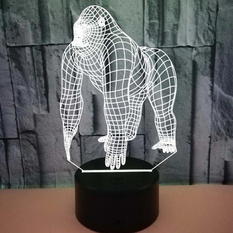 

2021 New Creative Visual 3D Ape Animal Acrylic Table Night Light 7 Color LED Desk Lamp