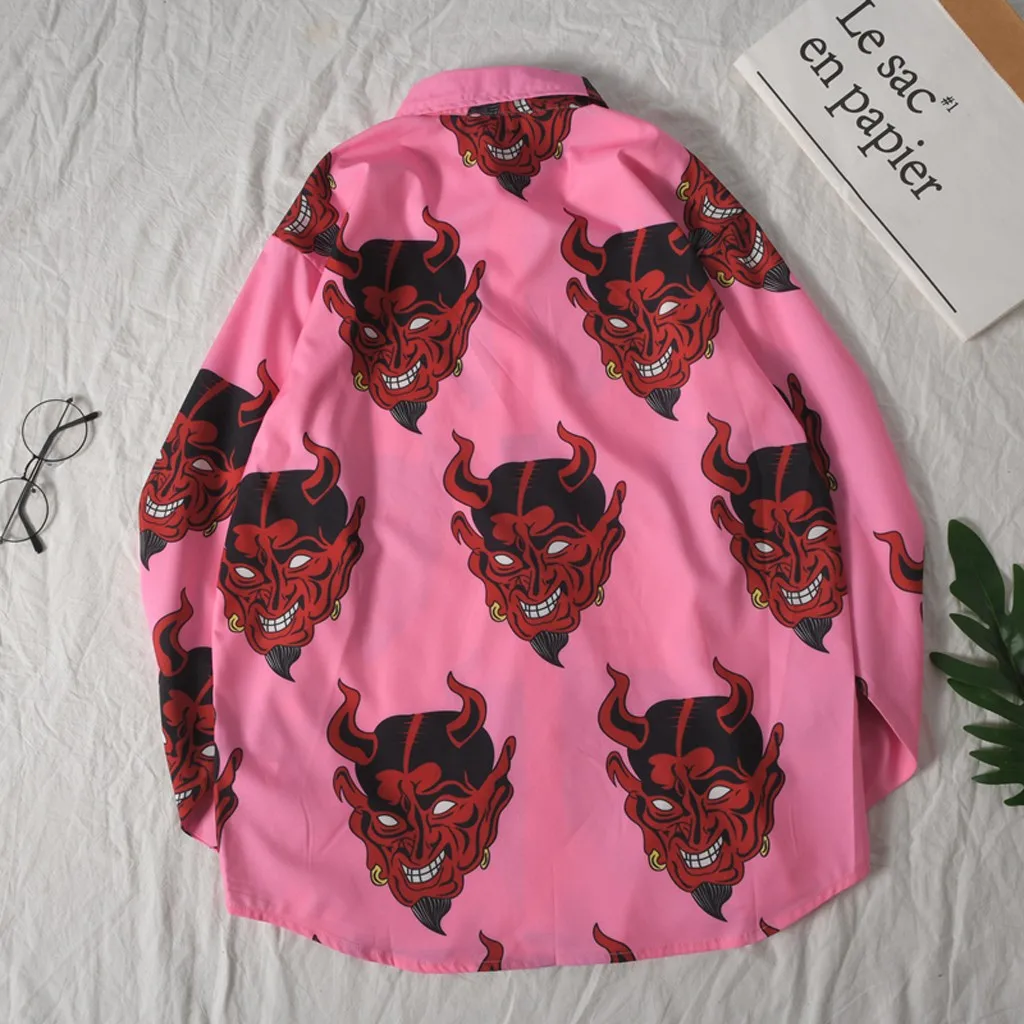 SAGACE модная мужская Повседневная тонкая рубашка с длинными рукавами топ принтом