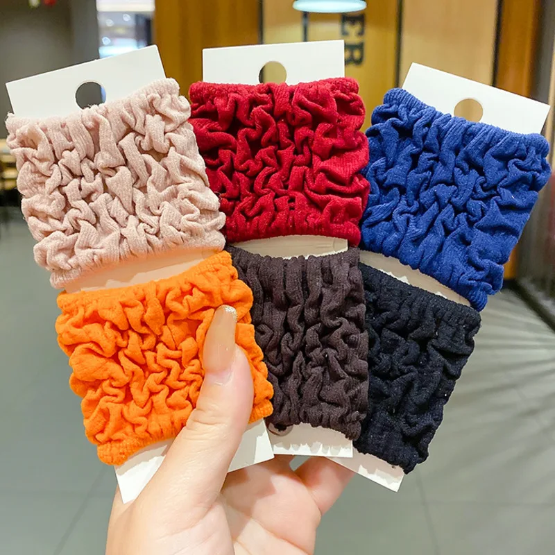 

Xwen New Women Solid High Elastic Hair Bands Pleat Scrunchie Ponytail Holder Hair Tie Rubber Bands Girls Hair Accessories