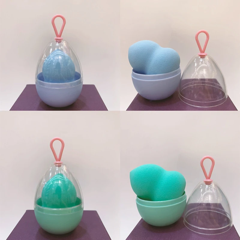 

Hot Empty Transparent Puffs Drying Box Storage Case Portable Sponge Stand Cosmetic Egg Shaped Rack Makeup Blender Puff Holder