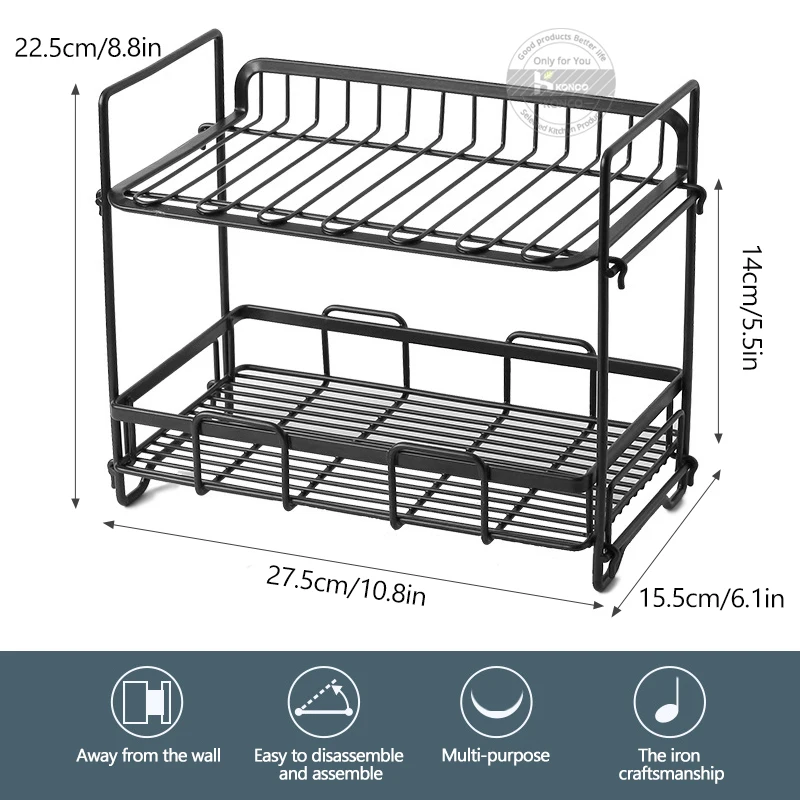 Konco кухонная стойка для столовых приборов органайзер двухслойная железная