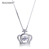 madrry splendid cross crown shape silver necklace smart dancing cz zircon small pendants women girls gifts necklace jewelry