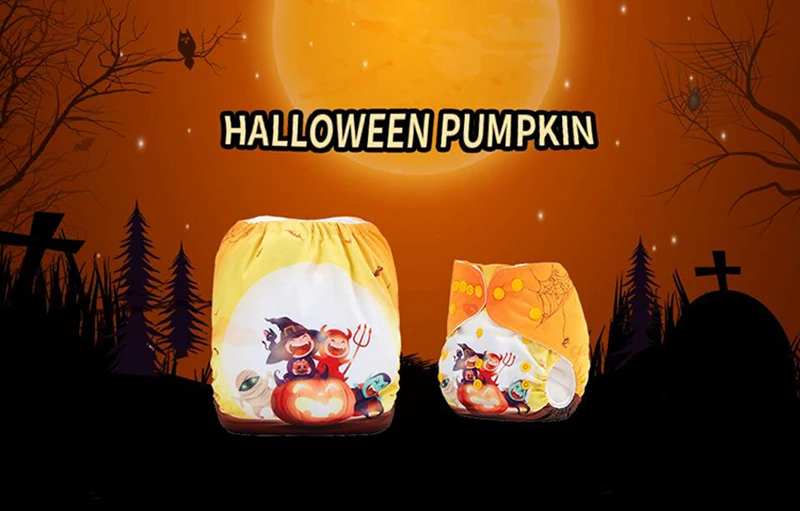 {AnAnBaby} Новое поступление тканевые подгузники с принтом на Хэллоуин и Рождество