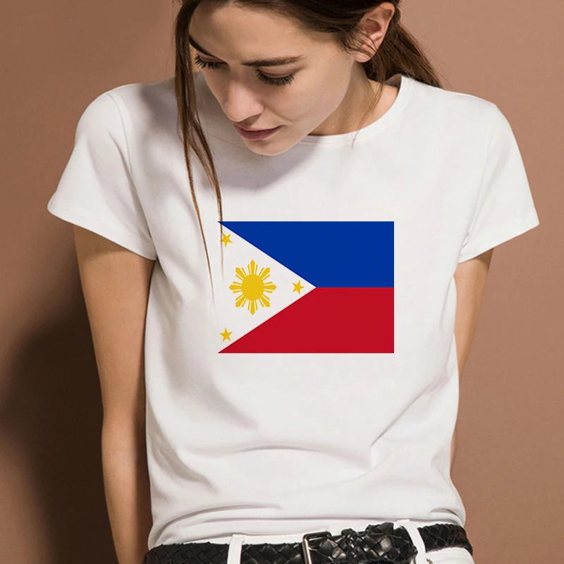 LUSLOS/женская футболка с принтом филиппинского флага Летняя женская коротким