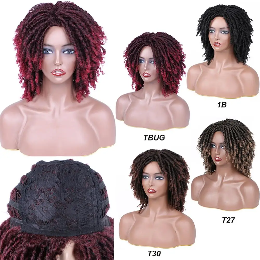 Mtmei волосы парик короткие кудрявые дредлоки для увеличения объема черных Для